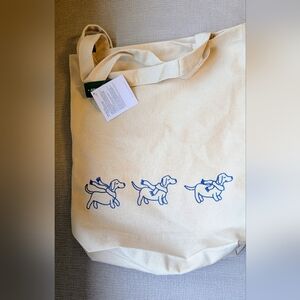 Canvas Dog Tote Bag with Blue Design